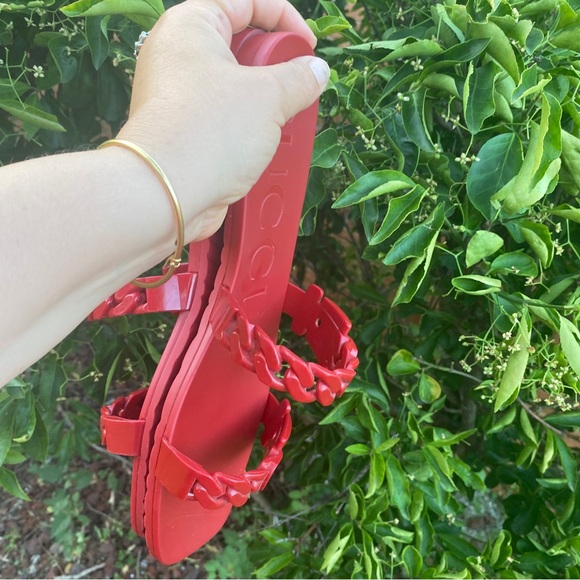 Gucci Red Hibiscus Twisted Rubber Pattern Slides Sandals Size 11 - Picture 17 of 17